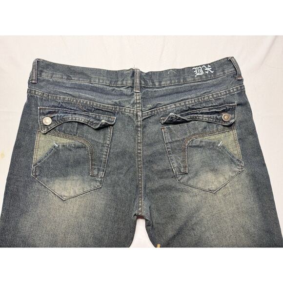 Brooklyn Xpress Men's Dark Wash Baggy Wide Leg Blue Denim Jeans - Size 40x30.5 - Picture 4 of 7